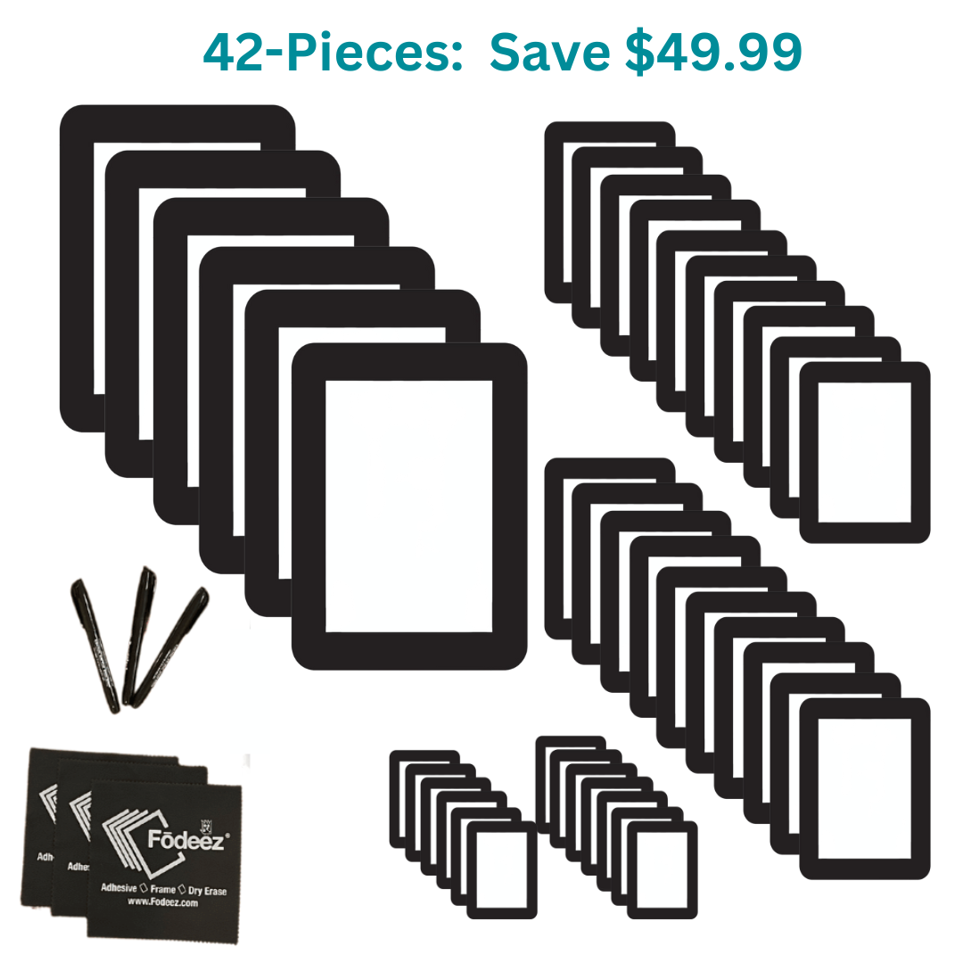 Multi-Pack of Peel and Stick Dry Erase Adhesive Photo Frames